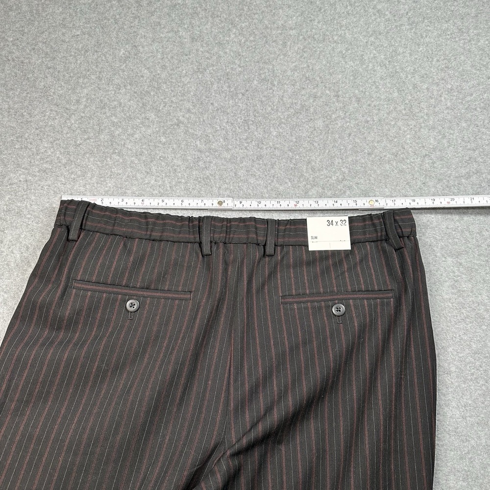 Express Slim Fit Pinstripe Mens Dress Pants 34x32(30) Black Red Stretch NWT - Picture 4 of 9